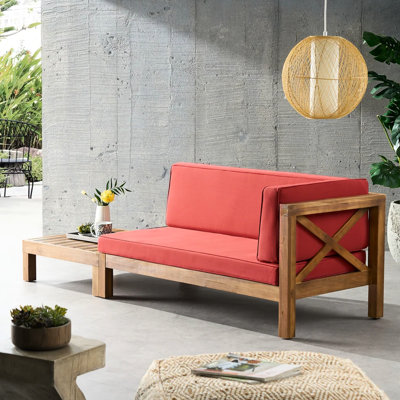Mobilier de patio en bois rouge - avec table basse, siège à eau, vue confortable et classique