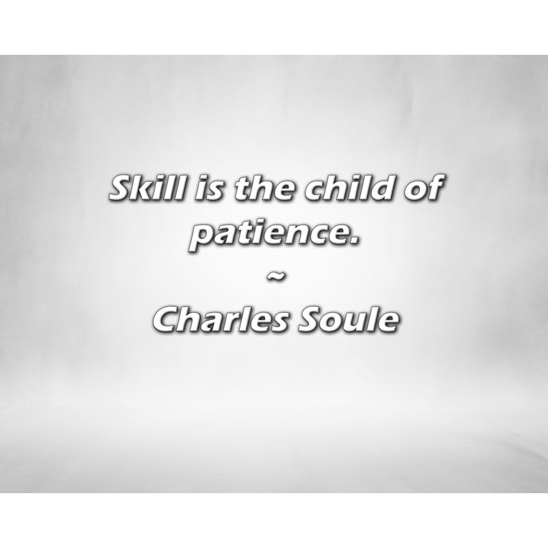 Citation de Charles Soule: «Skill is the Child of Patience».
