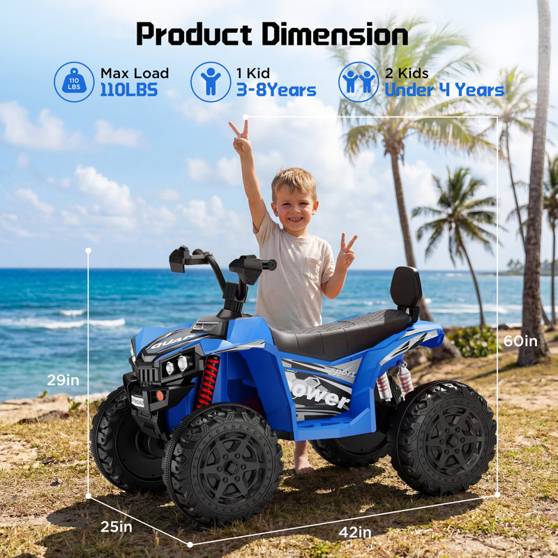 Véhicule électrique pour enfants 4x4, 24 V, moteur 800 W, avec musique, bleu., Bleu
