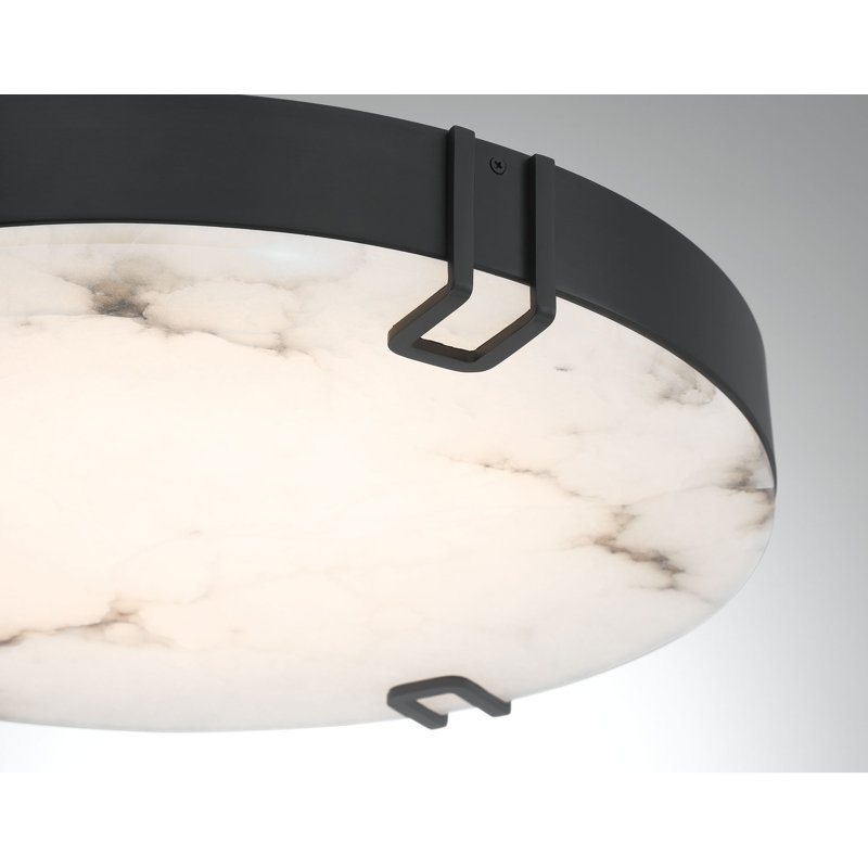Noga, plafonnier encastré, albâtre, Noir mat, H 2,25 po x l 22 po x P 22 po