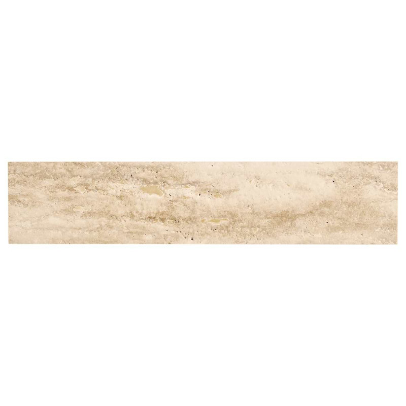 Travertine 2.5x12 Filled Brushed Vein Cut Tile, Ivory Brushed