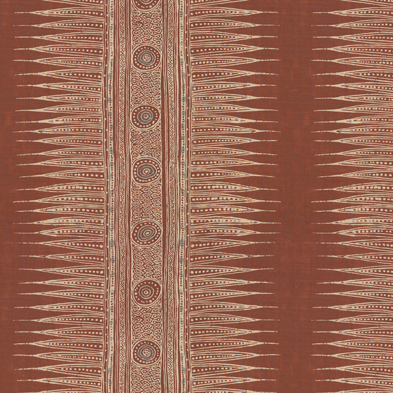 Hollyhock II Indian Zag Fabric, Paprika