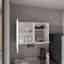 Armoire murale blanche de 40 pouces de large avec tablettes élégantes et rangement supplémentaire à hauteur de 5 paquets et 2 tablettes latérales pour économiser de l'espace
