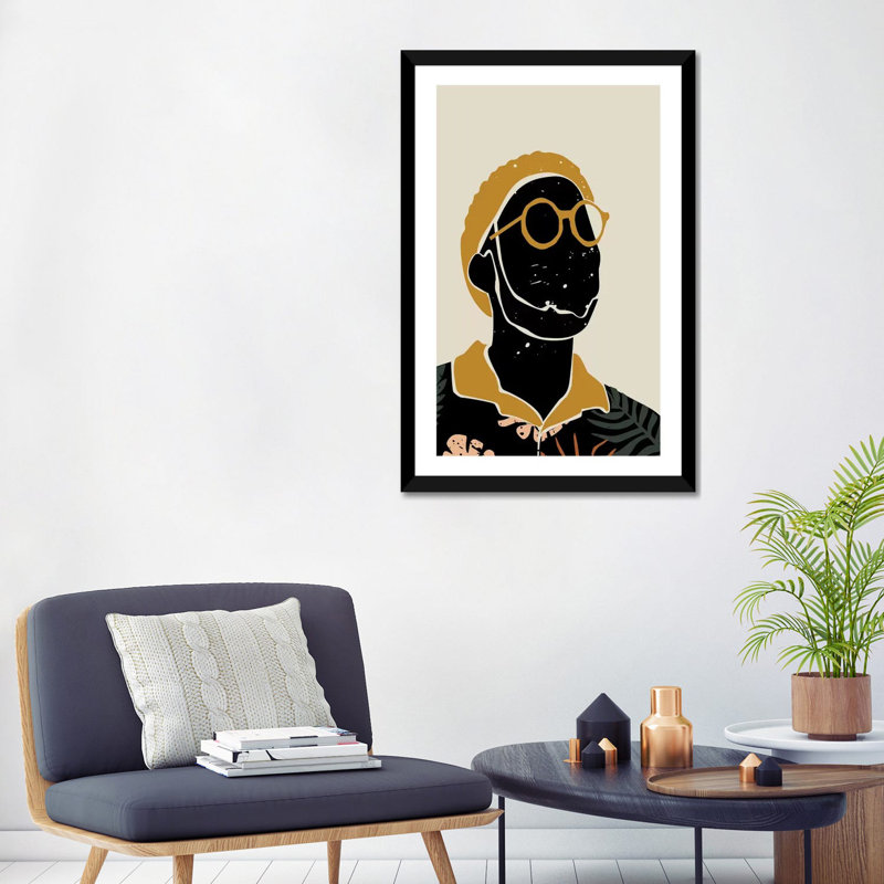 «Black Hair VIII», reproduction d'impression, H 24 po x l 32 po x P 1 po, Papier encadré noir, Blanc