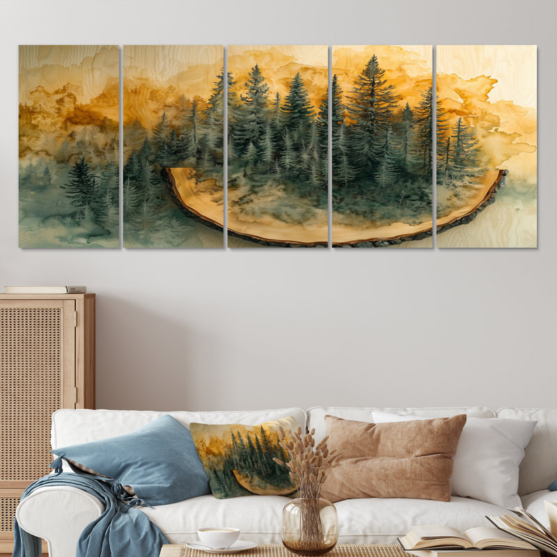 Forêt d'été sur la glissoire en bois III - Art mural forêt - ensemble de décorations murales traditionnelles, 5