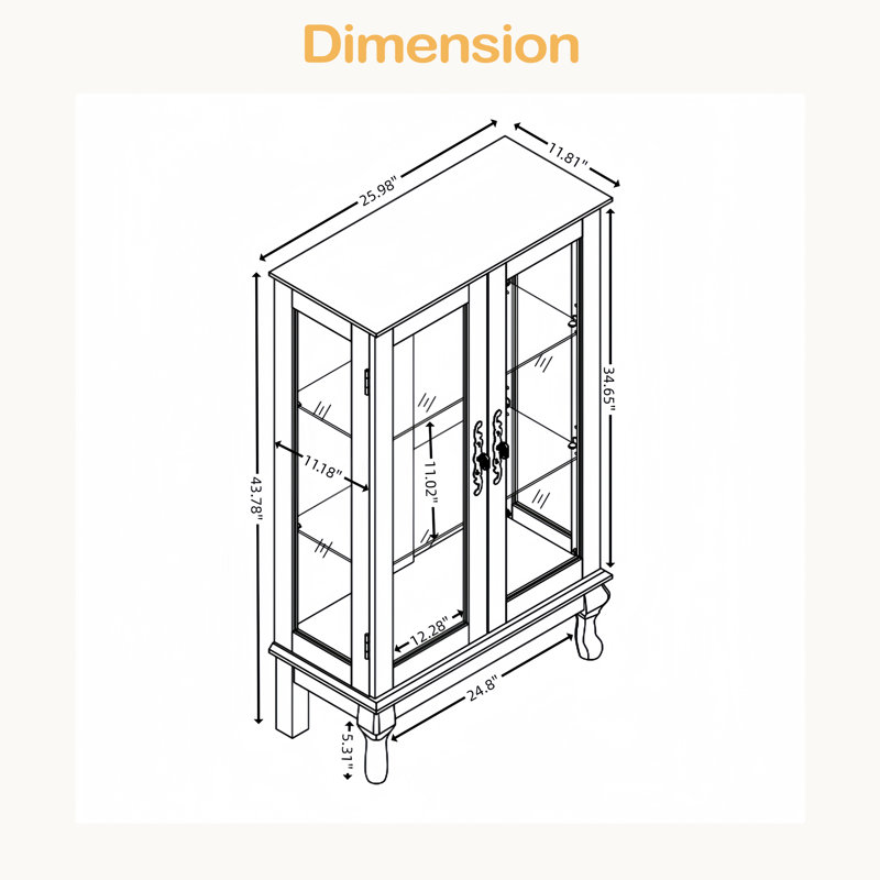 Glass Cabinet Lighted Glass Cabinet Curio Display Cabinet With Adjustable Glass Shelves 2 Doors And 1 Drawer Cabinet Bulb Included