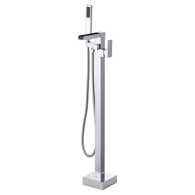 Single Handle Floor Mounted Clawfoot Tub Faucet with Handled Shower, Chrome chrome