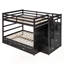 Lit superposé double au-dessus de double avec gigogne simple, escalier à 4 tiroirs et structure en pin massif, aucun sommier nécessaire, espresso-139636211
