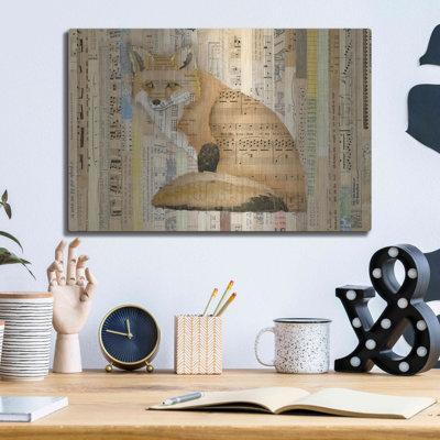 «Red Fox Collage II» par Nikki Galapon, art mural en métal, 24 po x 16 po