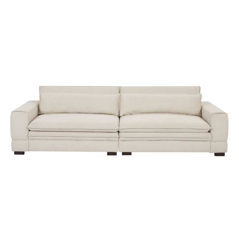 104.72 Inch Fabric Couches For Living Room, Mid Century Modern Sofas  For Bedroom, Apartment, Office, Beige Fabric