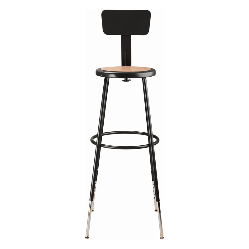 Tabouret à hauteur ajustable avec dossier et siège rond en panneau dur, 30"