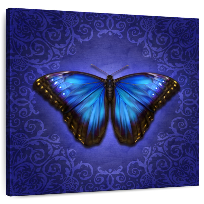 Brampt Glowing Blue Morpho Butterfly, 36" H x 36" W