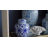 7.5” Blue and White Porcelain Accent Jar, Decorative Lidded Vase with Floral Patterns for Mantel, Tabletop, Flowers, or Centerpiece 
