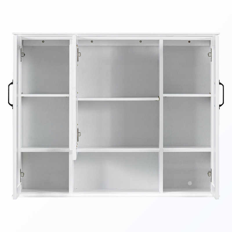 Armoire de rangement murale avec miroir, Blanc