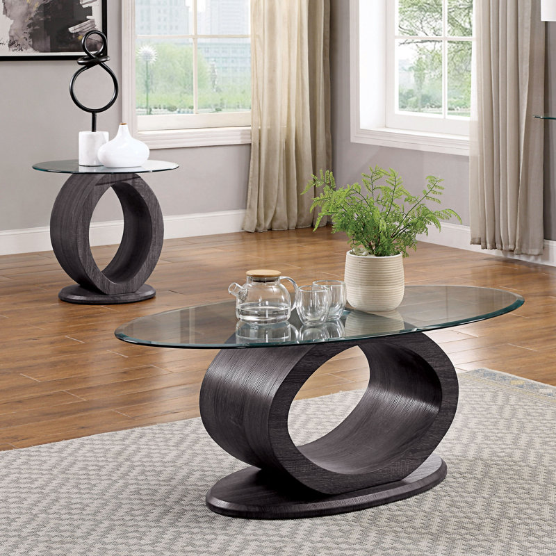 Rehberg 2 - Piece Glass Top Living Room Table Set
