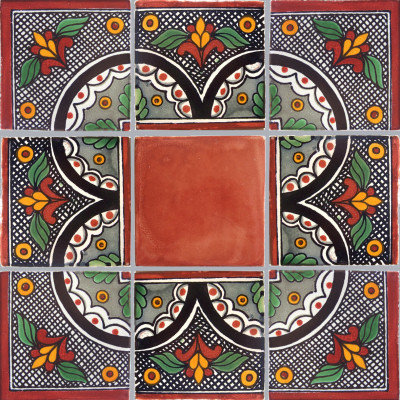 Carreau mexicain de coin Talavera 6 pièces x 6 po TalaMex 6 po x 6 po