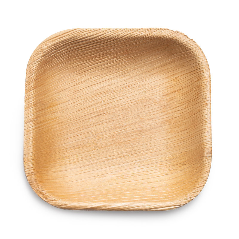 Assiettes à pâtisserie jetables carrées à feuilles de palmier écologiques (5 po)