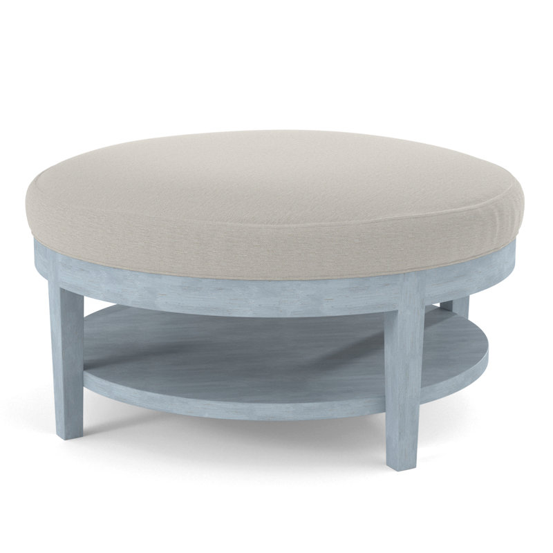 Repose-pieds Midtown, Tissu performance blanc 0851-94, Finition verre de mer