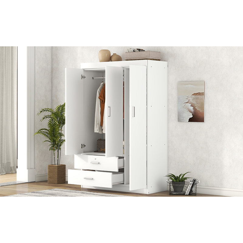 Armoire 3 portes blanche 2 pièces, Blanc