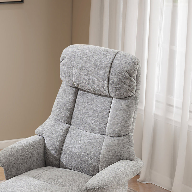 Fauteuil inclinable pivotant rembourré avec repose-pieds, Gris, Noir