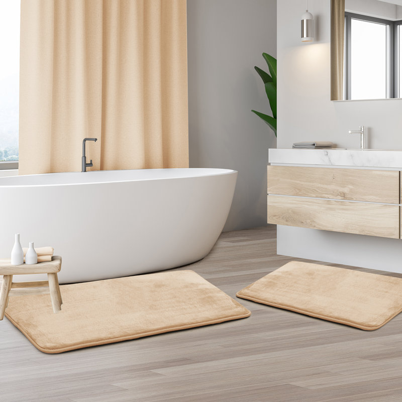 Steph Luxury Ultra Soft and Absorbent Memory Foam Bath Rug Set with Non-Slip Backing, Small: 17"W x 24"L / Large: 20"W x 34"L
