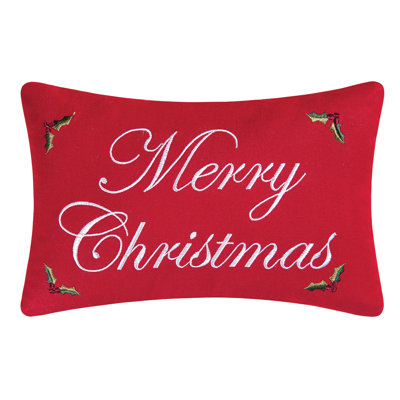 Merry Christmas Embroidered Throw Pillow