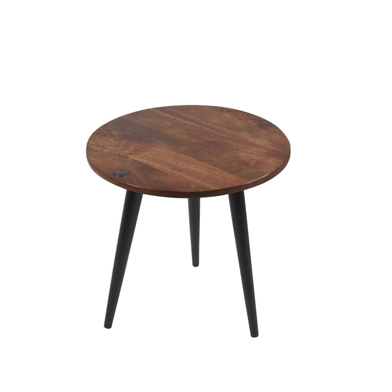 Eleta Solid Wood Top Three Leg Round Side Table, 57cm H x 60cm W x 60cm D