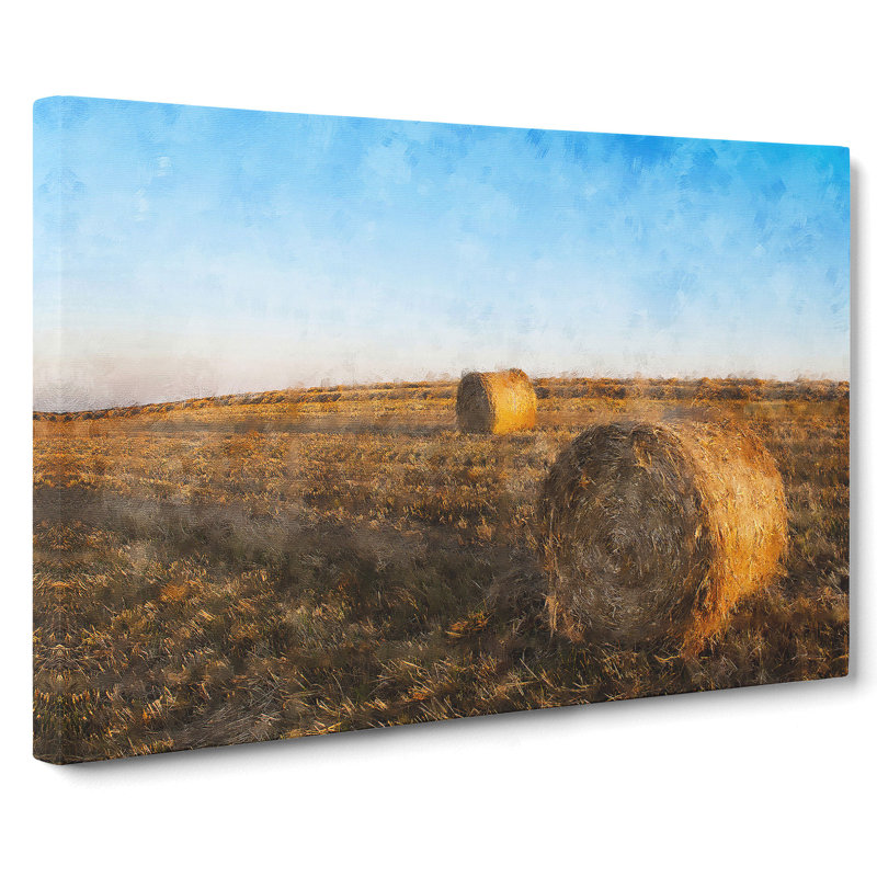 Hay Bales On A Field - Wrapped Canvas, 50cm H x 76cm W x 3cm D