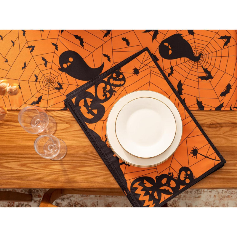Dessus de table d'Halloween pour les décorations d'Halloween, les dîners et les soirées cinéma effrayantes, nuit d'horreur, chemin de table, 14 x 108