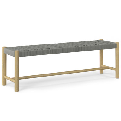 Dahlia 46"W Solid Acacia Contemporary Outdoor Bench with Weather-Resistant Rope Seating