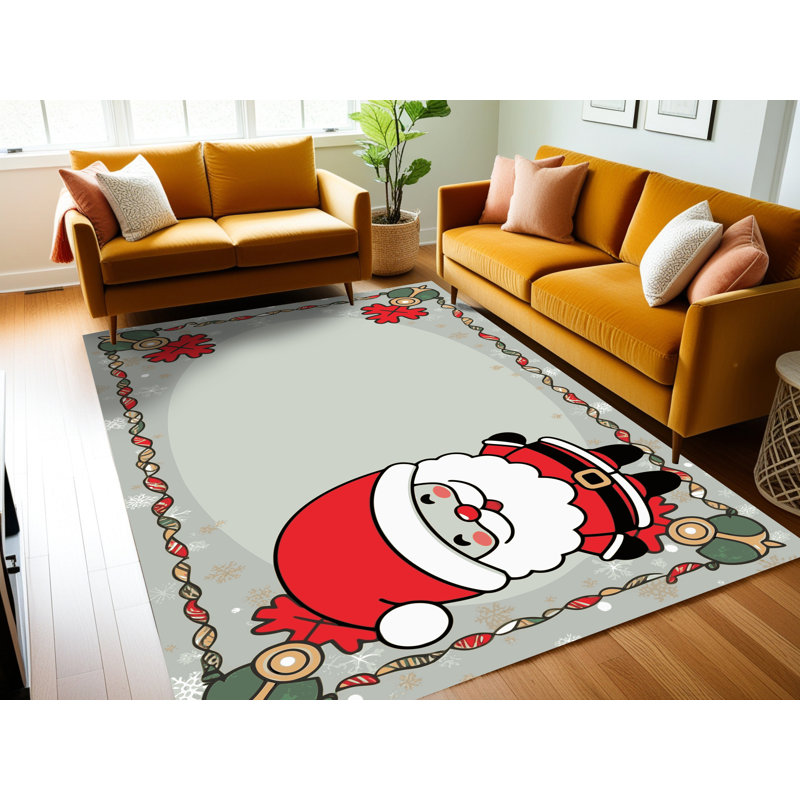 Tapis de vacances d'hiver de Noël lavable The Holiday Aisle®, Rectangulaire 3 pi x 5 pi