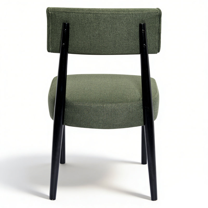 Upholstered Solid Wood Dining Chair Side Chair, Green, Black