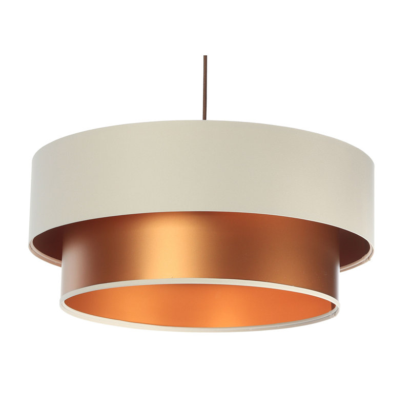 Shandra 1 - Light Black Drum Pendant, 20cm H x 40cm W x 40cm D, Coppery/Beige