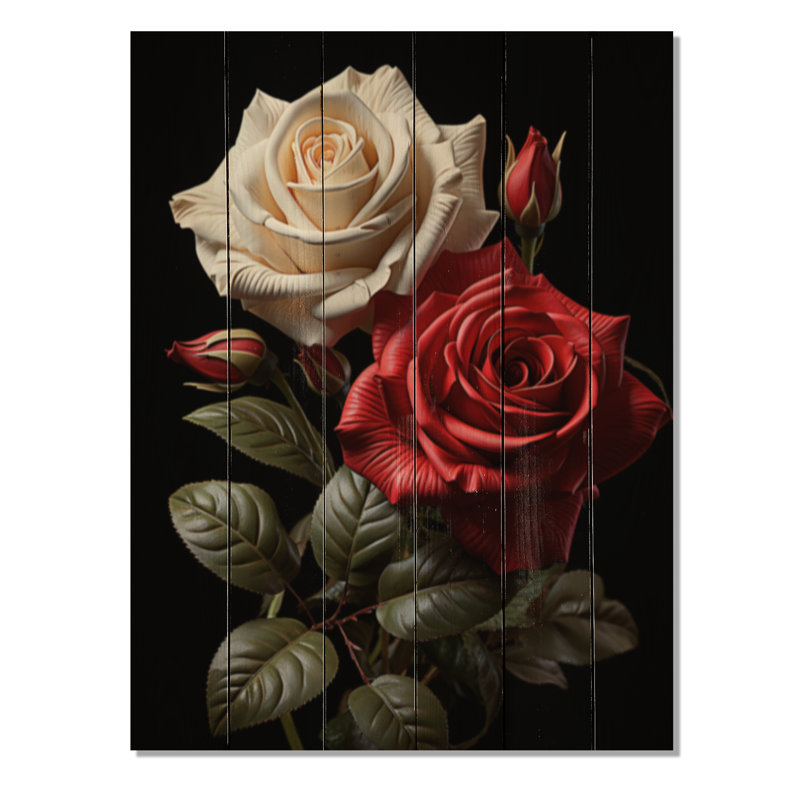Amour éternel blanc et rose sur bois, H 20 po x l 10 po x P 0,78 po