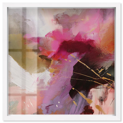 Décoration murale rose passionnée Outburst II par Art Remedy, cadre blanc, 17 x 17