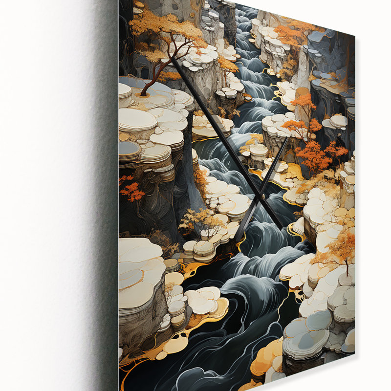 Abstract Waterfall Endless Journey - Landscapes Wall Clock Oversized, Small