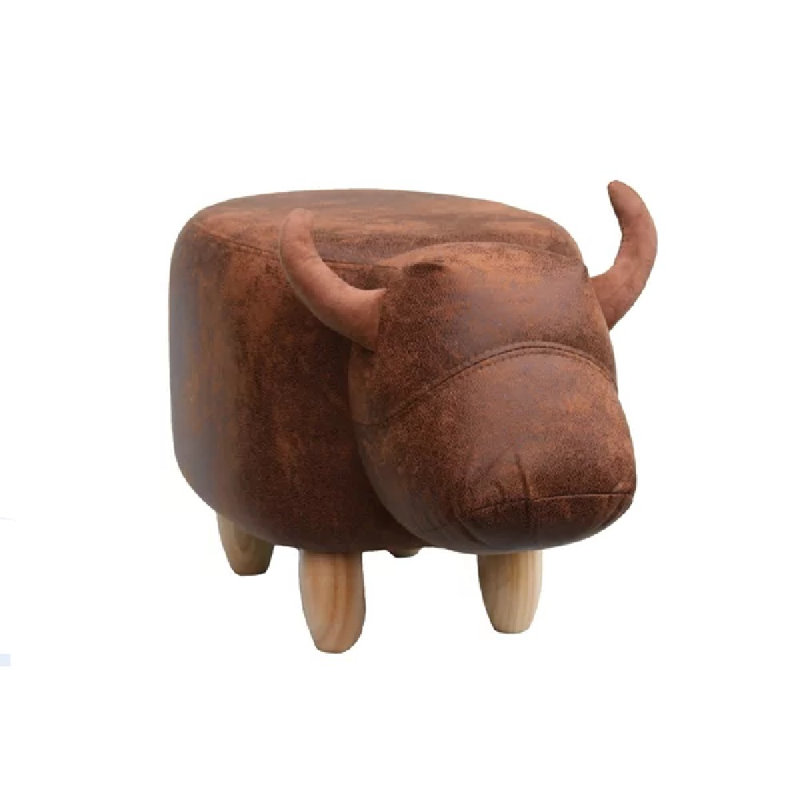 	Cocoa the Brown Cow leatherette footstool with wooden legs