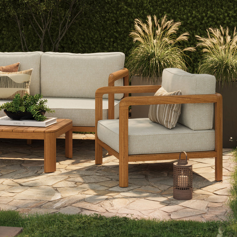 Ensemble de mobilier de jardin Kona 5 pièces en teck couleur sable, Sable