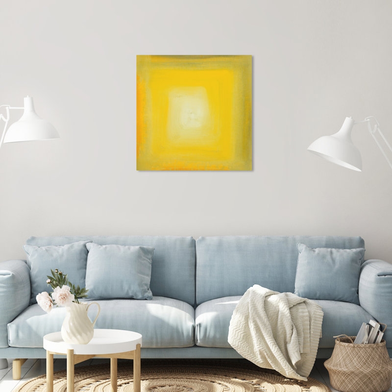 Jaune jaune cube - peinture sur toile, H 24 po x l 24 po