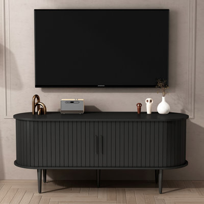 Meuble télé 47 po avec compartiment de rangement et porte coulissante pour jeux et divertissement
