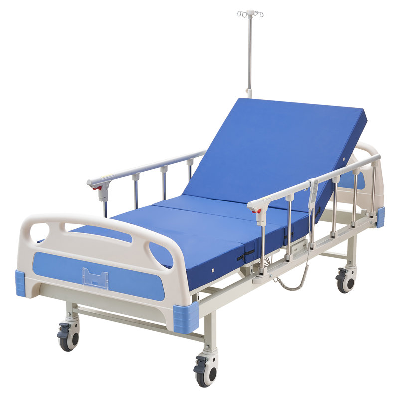 Lit d'hôpital électrique double Premium 2 fonctions, lit médical électrique ICU avec dossier et repose-jambes, roulettes verrouillables de 5 po, matelas en mousse haute densité pour hôpital à domicile, chargement de 550 lb