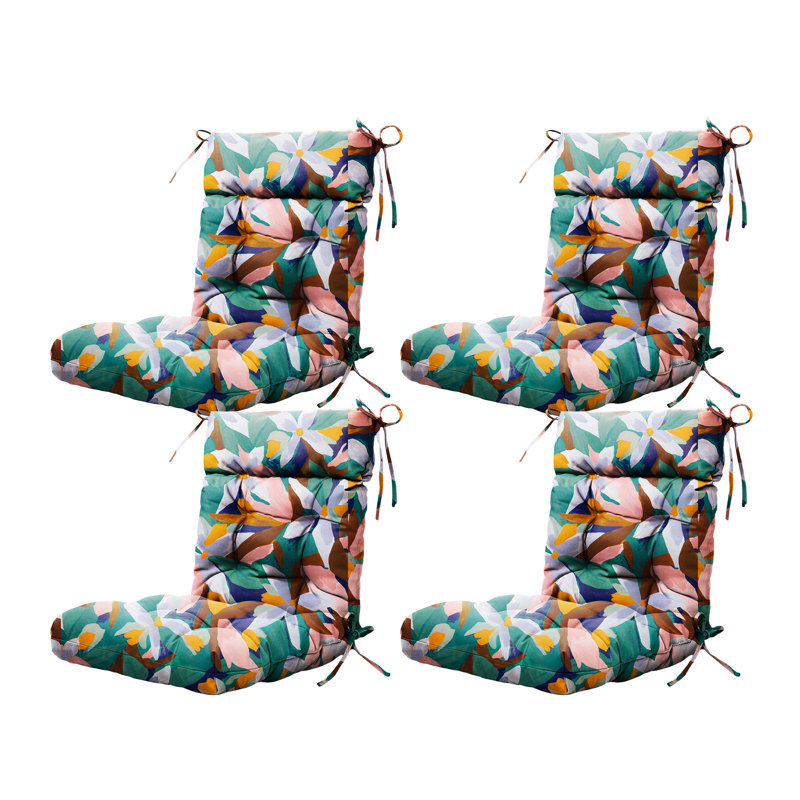 Outdoor Chair Cushion,tufted Adirondack Patio Chair Cushion,wicker High Back Outdoor Seat Cushion,set Of 4,44" L X 21" W X 4" H (4 Pack),floral