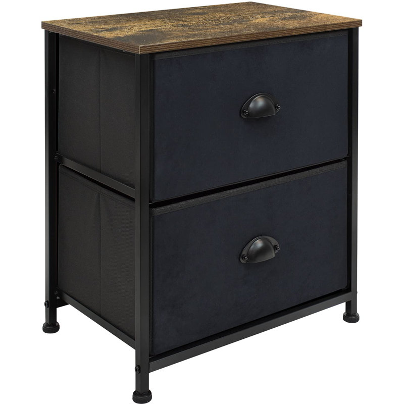 Industrial Black Vertical Nursery Nightstand with Extra Deep Drawer
