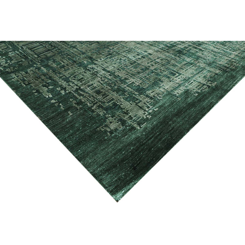 Abstract Area Rug in Green, Rectangle 2' x 3', Wool