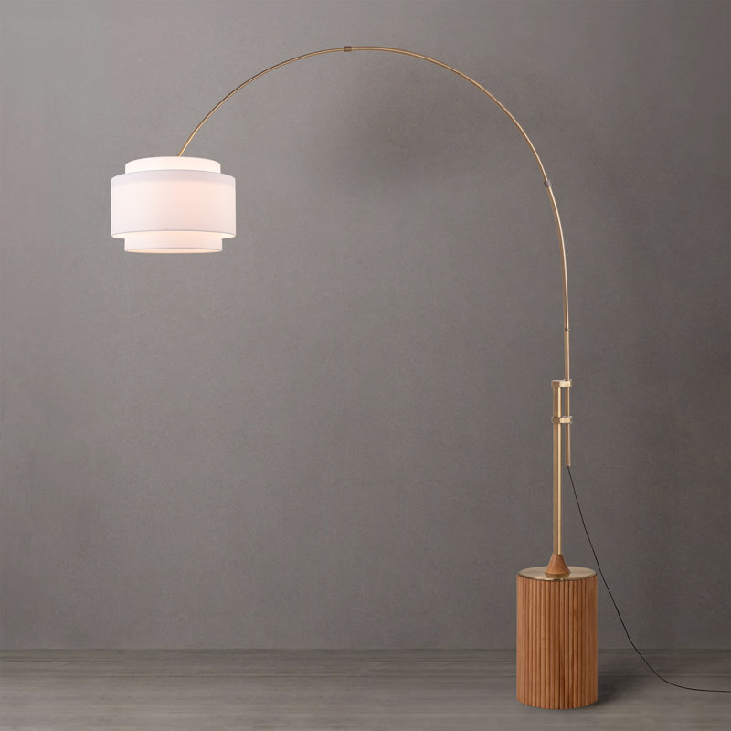 92 " Arched Floor Lamp, Natural Ash, Weathered Brass