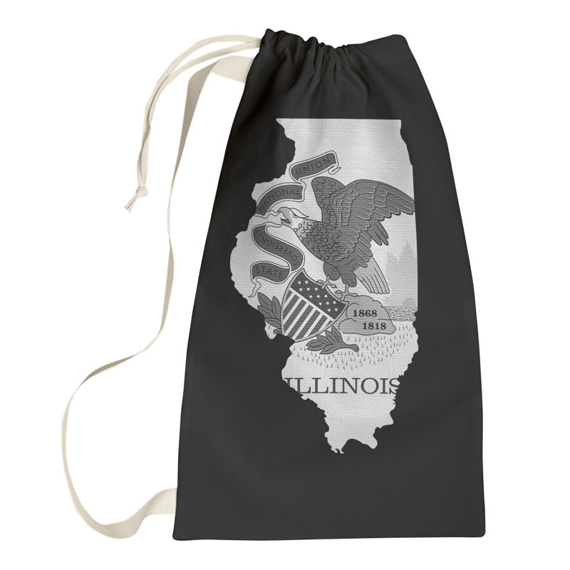 Sac à linge united states flag, Petit H 64 po x l 20 po x P 1,5 po, Illinois, Noir gris blanc