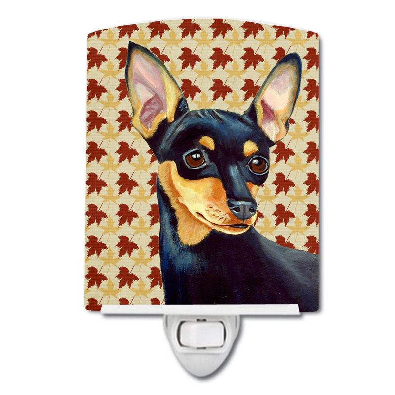 Éclairage pour nuit en céramique en céramique terre-neuve, Pinscher nain noir