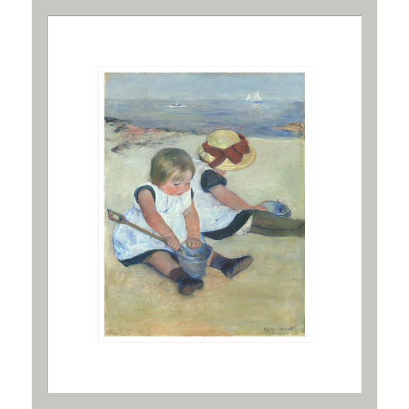 «Children jouant sur la plage» par Mary Cassatt, impression giclée sur cadre, H 16,27 po x l 13,75 po