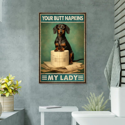 «Dachshund Your Bout Napkins My Lady», reproduction d'art graphique sur toile tendue
