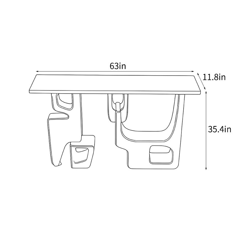 Console de style italien de luxe moderne, H 35,4 po x l 63 po x P 11,8 po